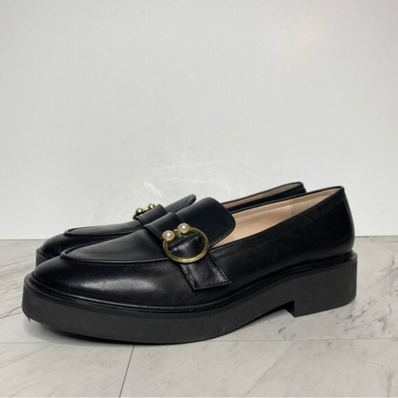 Stuart Weitzman Brenna Black Leather Loafer 8 1/2 B - Picture 16 of 16